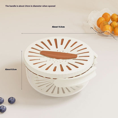2 - in - 1 Foldable Fruit Drain Basket with Lid – Vegetable Washing Colander & Refrigerator Storage Bowl Kitchen Utensils & Gadgets - Duly Kitchen