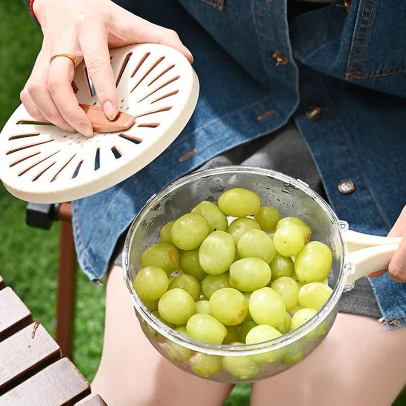 2 - in - 1 Foldable Fruit Drain Basket with Lid – Vegetable Washing Colander & Refrigerator Storage Bowl Kitchen Utensils & Gadgets - Duly Kitchen