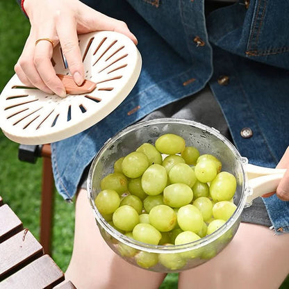 2 - in - 1 Foldable Fruit Drain Basket with Lid – Vegetable Washing Colander & Refrigerator Storage Bowl Kitchen Utensils & Gadgets - Duly Kitchen