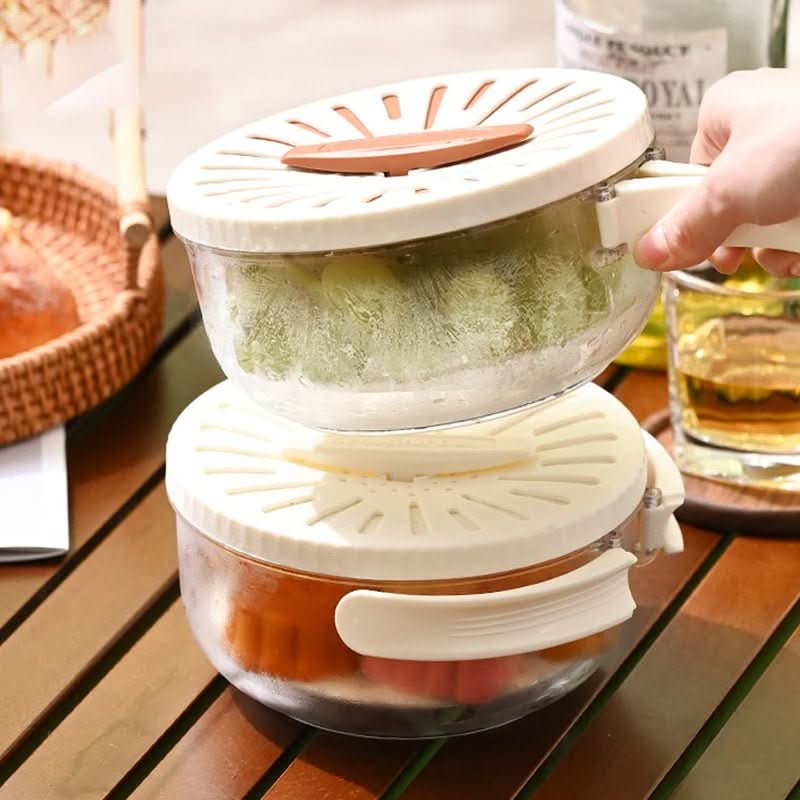 2 - in - 1 Foldable Fruit Drain Basket with Lid – Vegetable Washing Colander & Refrigerator Storage Bowl Kitchen Utensils & Gadgets - Duly Kitchen