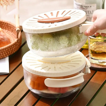 2 - in - 1 Foldable Fruit Drain Basket with Lid – Vegetable Washing Colander & Refrigerator Storage Bowl Kitchen Utensils & Gadgets - Duly Kitchen
