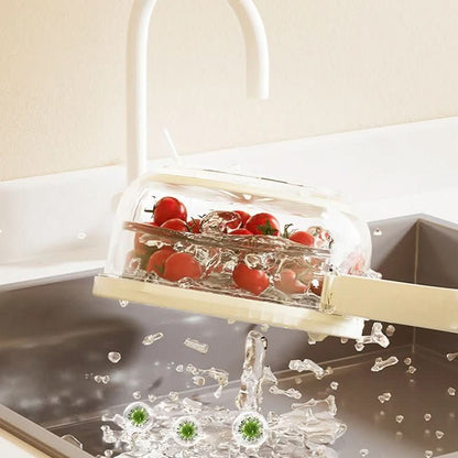 2 - in - 1 Foldable Fruit Drain Basket with Lid – Vegetable Washing Colander & Refrigerator Storage Bowl Kitchen Utensils & Gadgets - Duly Kitchen