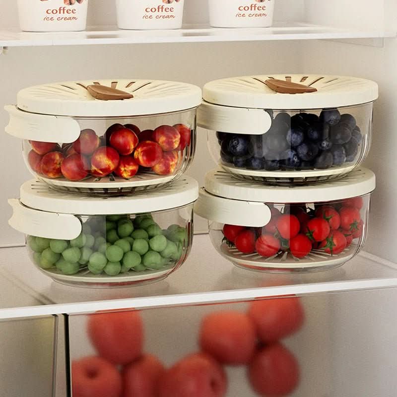 2 - in - 1 Foldable Fruit Drain Basket with Lid – Vegetable Washing Colander & Refrigerator Storage Bowl Kitchen Utensils & Gadgets - Duly Kitchen