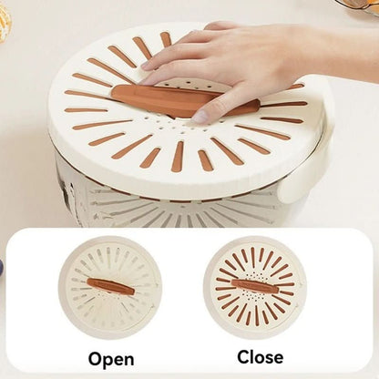 2 - in - 1 Foldable Fruit Drain Basket with Lid – Vegetable Washing Colander & Refrigerator Storage Bowl Kitchen Utensils & Gadgets - Duly Kitchen