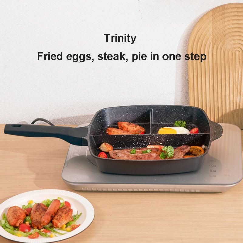 3 - in - 1 Nonstick Breakfast Frying Pan Divided Omelette & Steak Skillet for Gas & Induction Cookware - Duly Kitchen