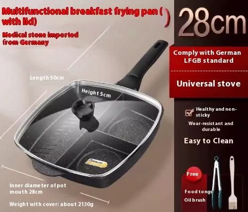 3 - in - 1 Nonstick Breakfast Frying Pan Divided Omelette & Steak Skillet for Gas & Induction Cookware - Duly Kitchen