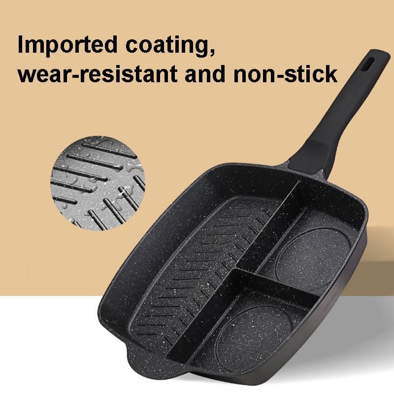 3 - in - 1 Nonstick Breakfast Frying Pan Divided Omelette & Steak Skillet for Gas & Induction Cookware - Duly Kitchen