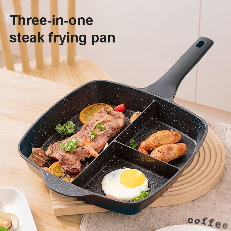 3 - in - 1 Nonstick Breakfast Frying Pan Divided Omelette & Steak Skillet for Gas & Induction Cookware - Duly Kitchen