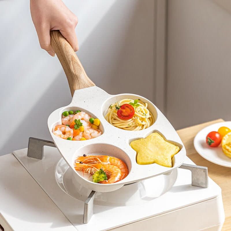 4 - Hole Nonstick Breakfast Frying Pan Heart Star Egg Mold Skillet for Gas & Induction Cookware - Duly Kitchen