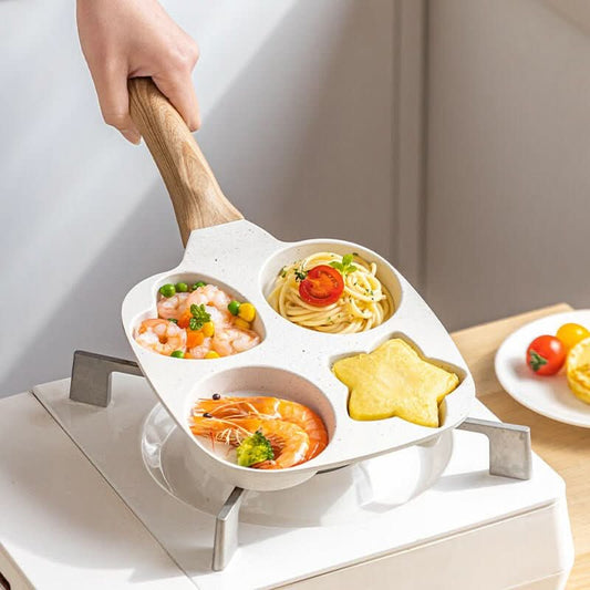 4 - Hole Nonstick Breakfast Frying Pan Heart Star Egg Mold Skillet for Gas & Induction Cookware - Duly Kitchen