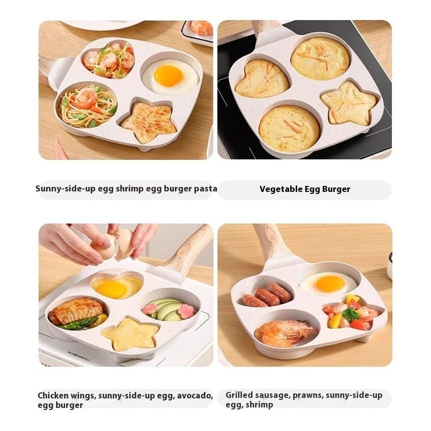 4 - Hole Nonstick Breakfast Frying Pan Heart Star Egg Mold Skillet for Gas & Induction Cookware - Duly Kitchen
