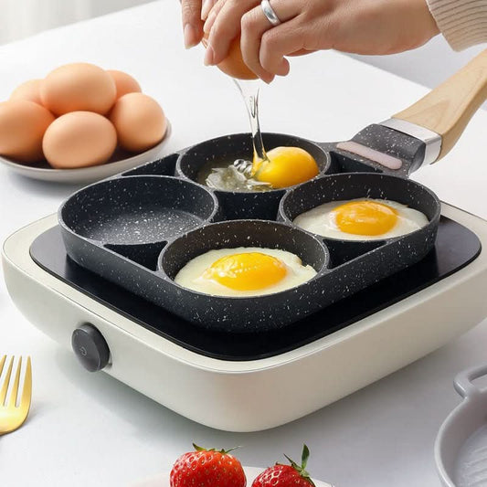 4 - Hole Nonstick Fried Egg Pan Flat Bottom Skillet for Gas, Electric & Induction Cookware - Duly Kitchen