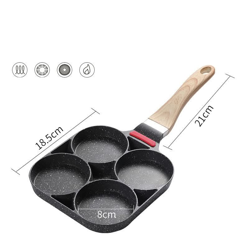 4 - Hole Nonstick Fried Egg Pan Flat Bottom Skillet for Gas, Electric & Induction Cookware - Duly Kitchen