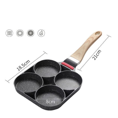 4 - Hole Nonstick Fried Egg Pan Flat Bottom Skillet for Gas, Electric & Induction Cookware - Duly Kitchen