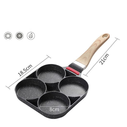 4 - Hole Nonstick Fried Egg Pan Flat Bottom Skillet for Gas, Electric & Induction Cookware - Duly Kitchen