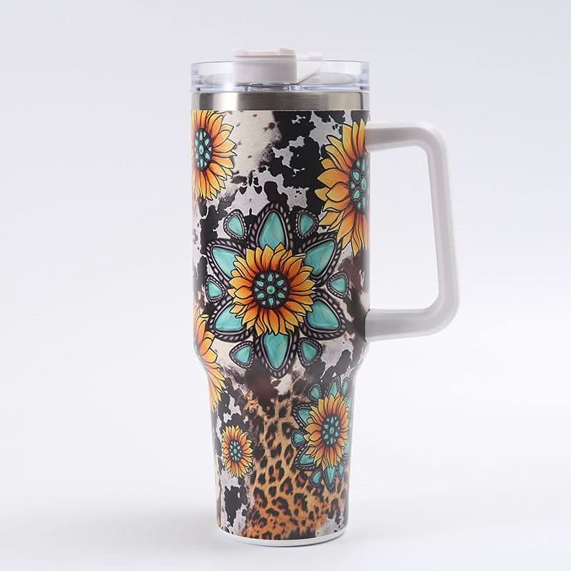 40oz Stainless Steel Insulated Tumbler with Handle and Lid – 1200ml Drinkware - Duly Kitchen