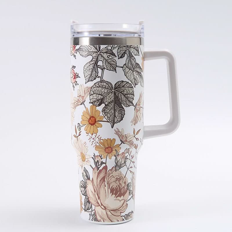 40oz Stainless Steel Insulated Tumbler with Handle and Lid – 1200ml Drinkware - Duly Kitchen