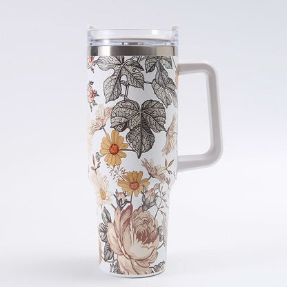 40oz Stainless Steel Insulated Tumbler with Handle and Lid – 1200ml Drinkware - Duly Kitchen