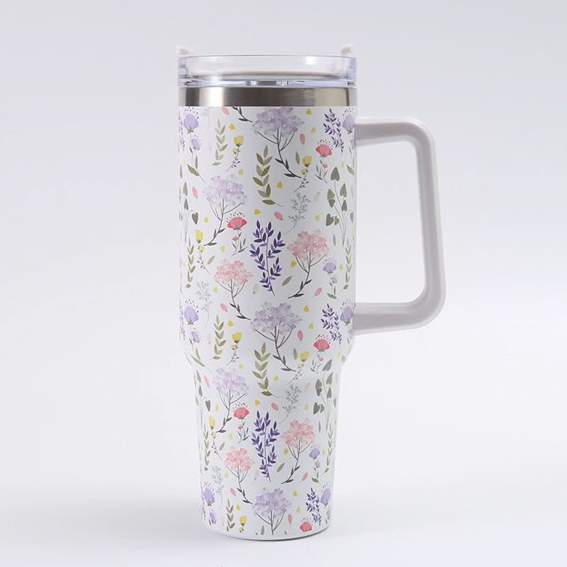 40oz Stainless Steel Insulated Tumbler with Handle and Lid – 1200ml Drinkware - Duly Kitchen