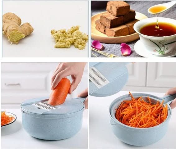 8 - in - 1 Mandoline Vegetable Slicer with Container – Multifunction Potato, Carrot & Onion Cutter Grater Kitchen Utensils & Gadgets - Duly Kitchen
