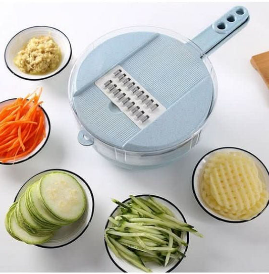 8 - in - 1 Mandoline Vegetable Slicer with Container – Multifunction Potato, Carrot & Onion Cutter Grater Kitchen Utensils & Gadgets - Duly Kitchen