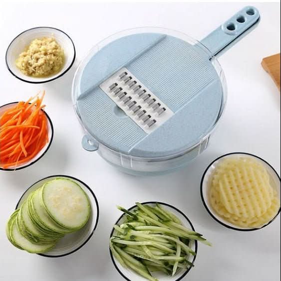 8 - in - 1 Mandoline Vegetable Slicer with Container – Multifunction Potato, Carrot & Onion Cutter Grater Kitchen Utensils & Gadgets - Duly Kitchen