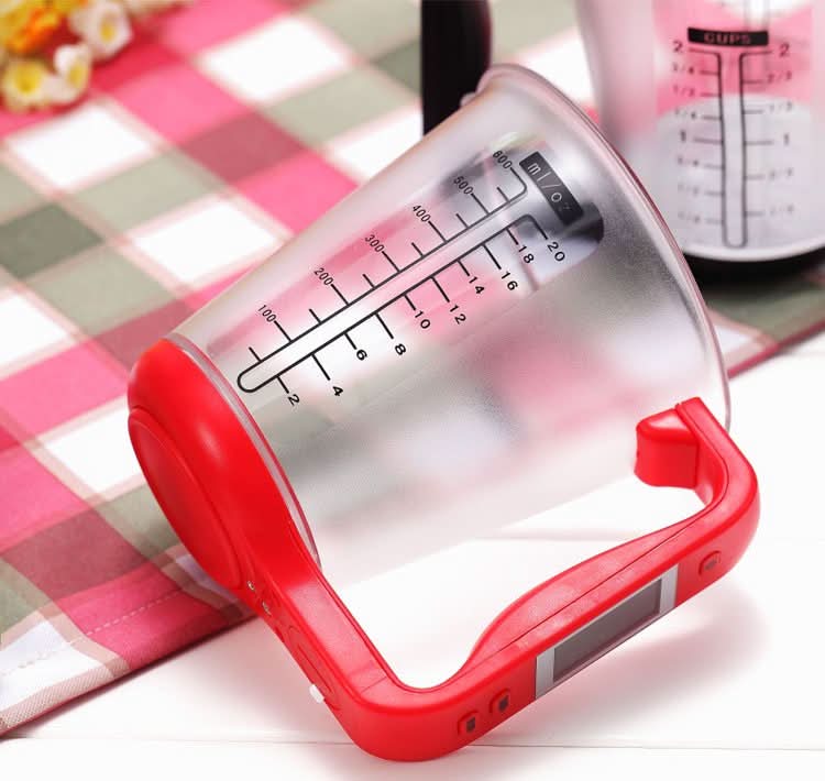 Electronic measuring cup with scale markings for accurate liquid and ingredient measurement