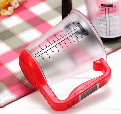 Electronic measuring cup with scale markings for accurate liquid and ingredient measurement