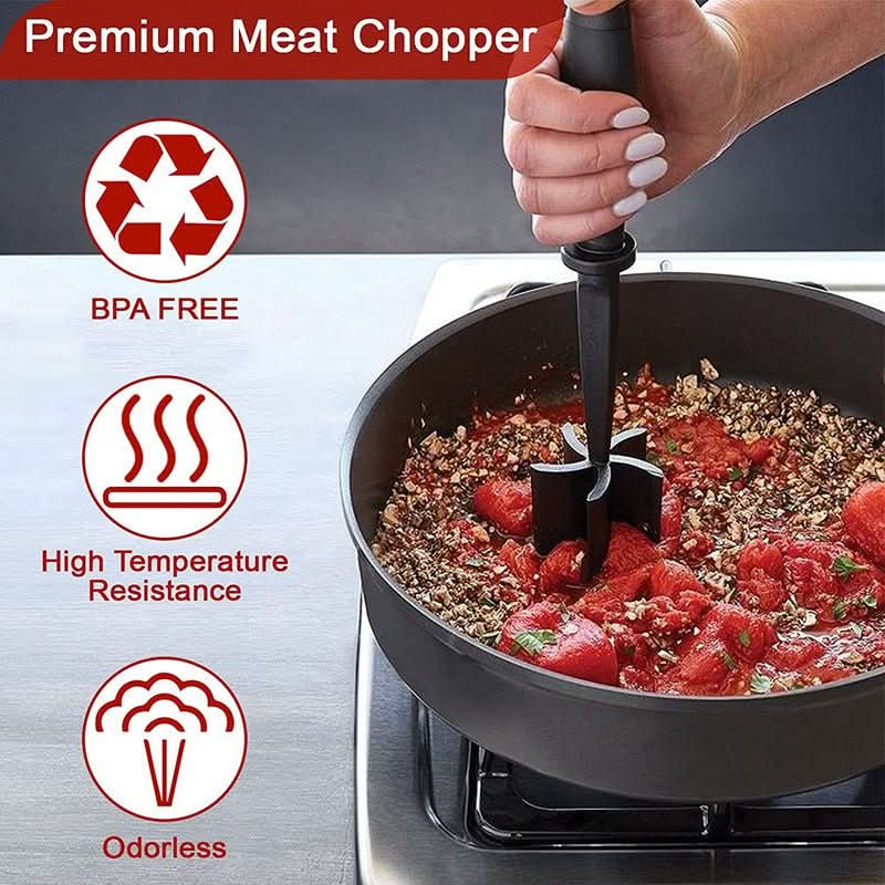 Heat Resistant Nylon Meat Chopper & Masher for Ground Beef Nonstick Cookware Safe Cookware - Duly Kitchen