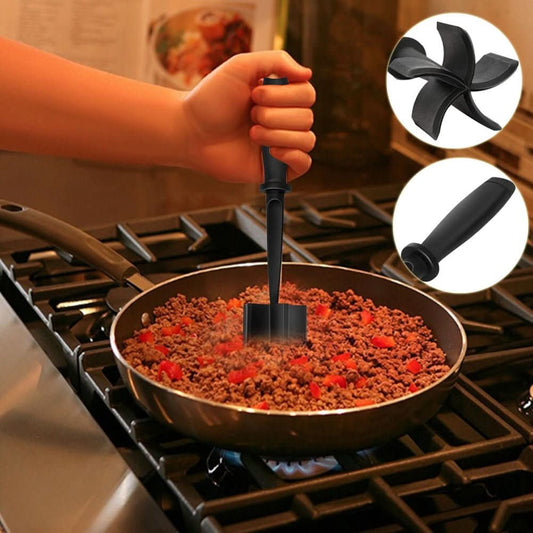 Heat Resistant Nylon Meat Chopper & Masher for Ground Beef Nonstick Cookware Safe Cookware - Duly Kitchen