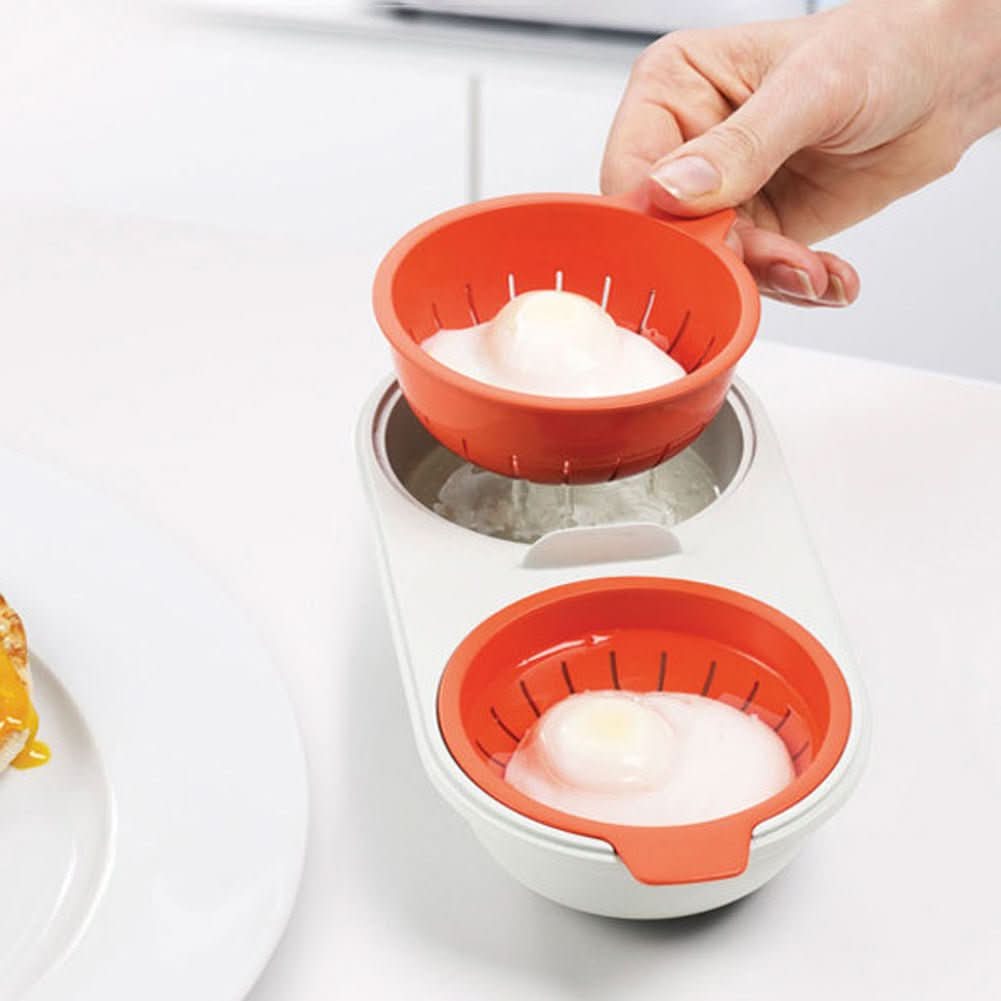 Microwave Egg Poacher Double Cup Food Grade PP Steamer Cooker with Drain Basket Drinkware - Duly Kitchen