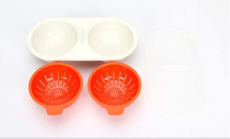 Microwave Egg Poacher Double Cup Food Grade PP Steamer Cooker with Drain Basket Drinkware - Duly Kitchen