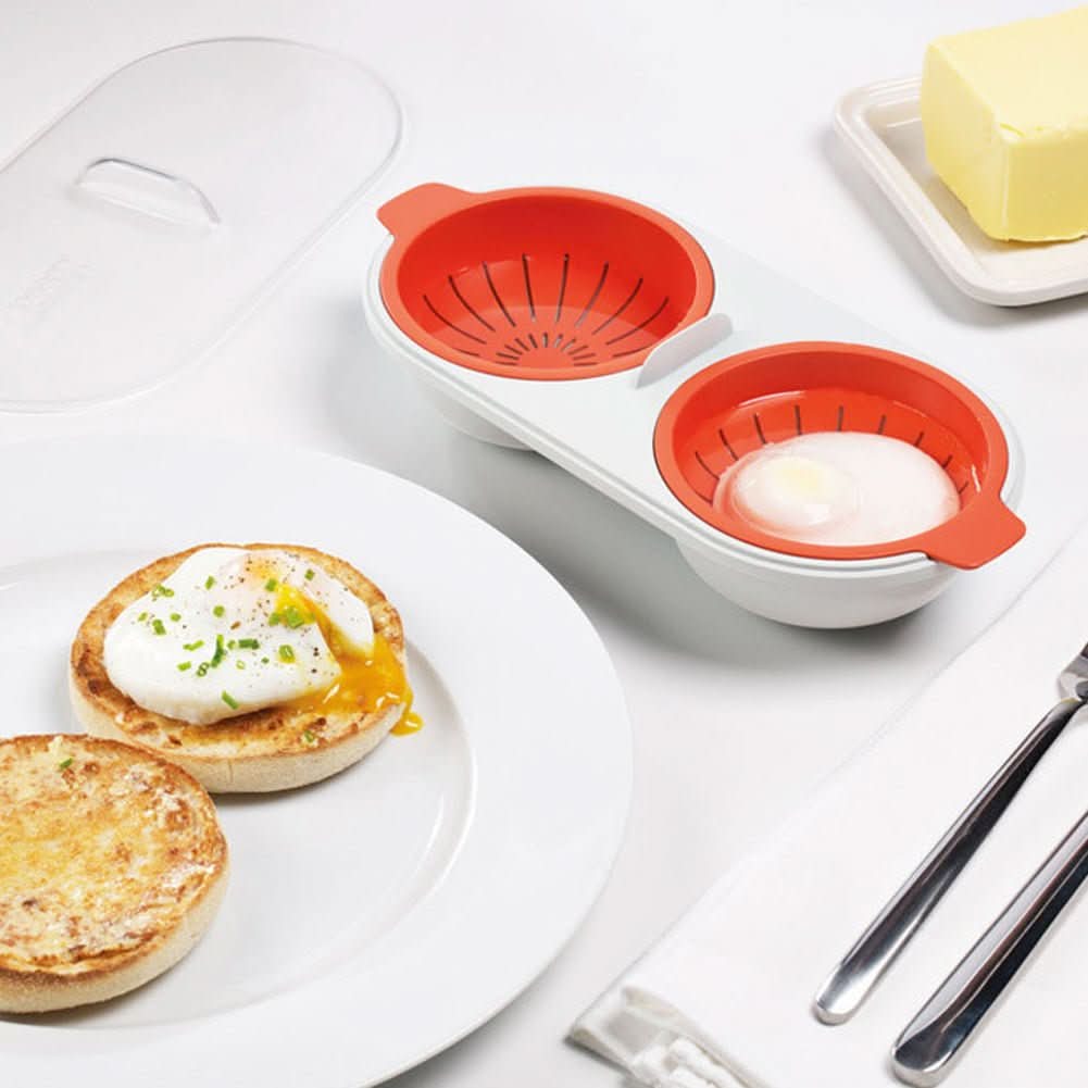Microwave Egg Poacher Double Cup Food Grade PP Steamer Cooker with Drain Basket Drinkware - Duly Kitchen