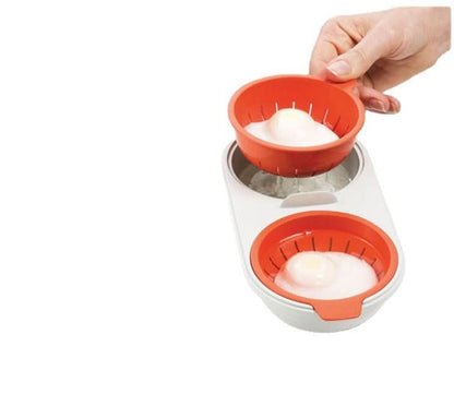 Microwave Egg Poacher Double Cup Food Grade PP Steamer Cooker with Drain Basket Drinkware - Duly Kitchen