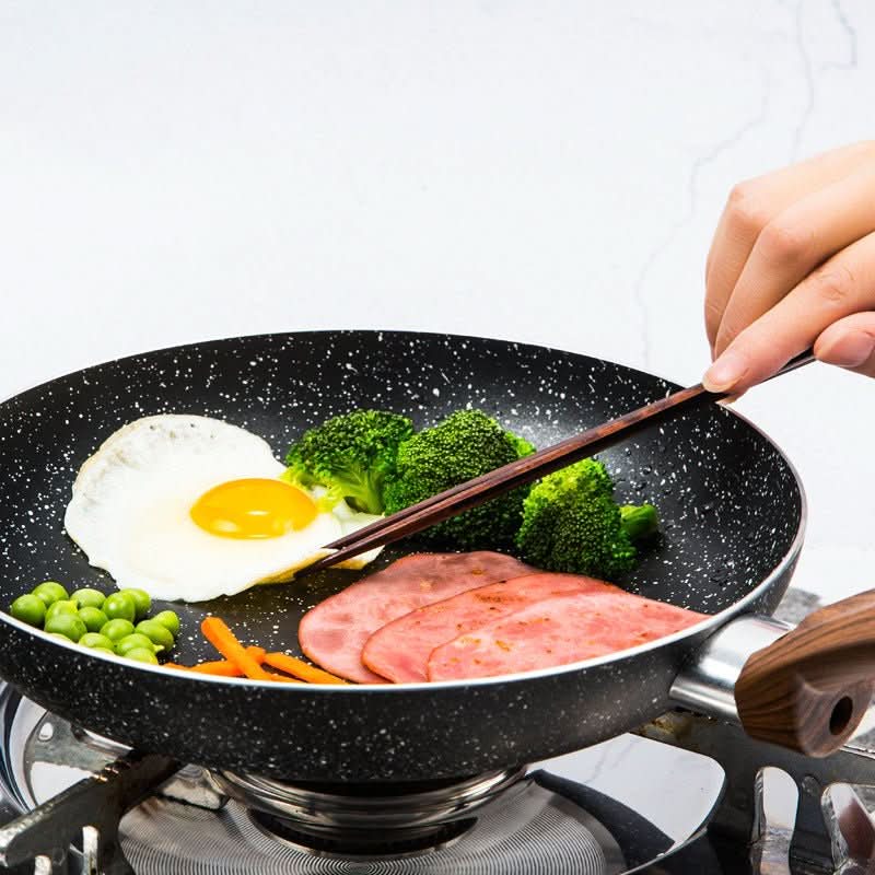 Nonstick Induction Frying Pan – Multi - Function Aluminum Skillet with Wooden Handle Cookware - Duly Kitchen