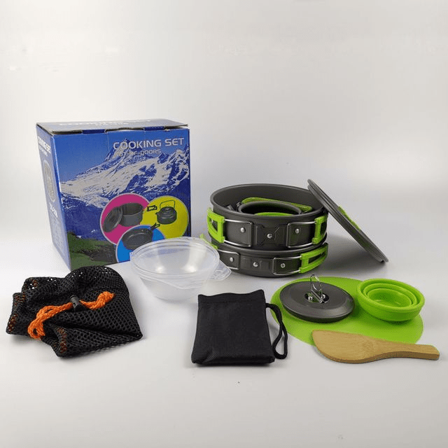 Outdoor Camping Cookware Set for 2 - 3 People with Pot, Pan, Teapot & Tableware Cookware - Duly Kitchen