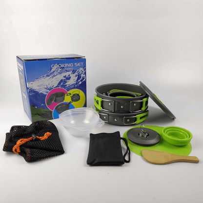Outdoor Camping Cookware Set for 2 - 3 People with Pot, Pan, Teapot & Tableware Cookware - Duly Kitchen