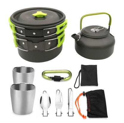 Outdoor Camping Cookware & Tableware Set with Compact 7x5in Travel Package Cookware - Duly Kitchen