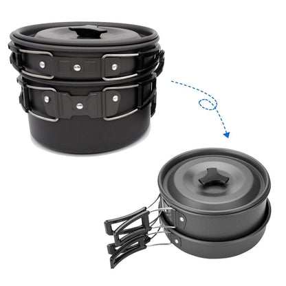 Outdoor Camping Cookware & Tableware Set with Compact 7x5in Travel Package Cookware - Duly Kitchen