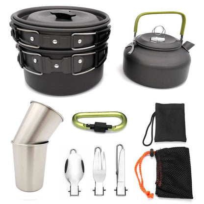 Outdoor Camping Cookware & Tableware Set with Compact 7x5in Travel Package Cookware - Duly Kitchen