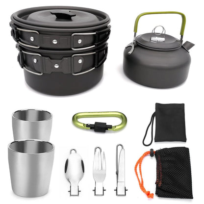 Outdoor Camping Cookware & Tableware Set with Compact 7x5in Travel Package Cookware - Duly Kitchen