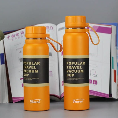 Plastic Spray Stainless Steel Vacuum Cup with Sling – Travel Bottle Drinkware - Duly Kitchen