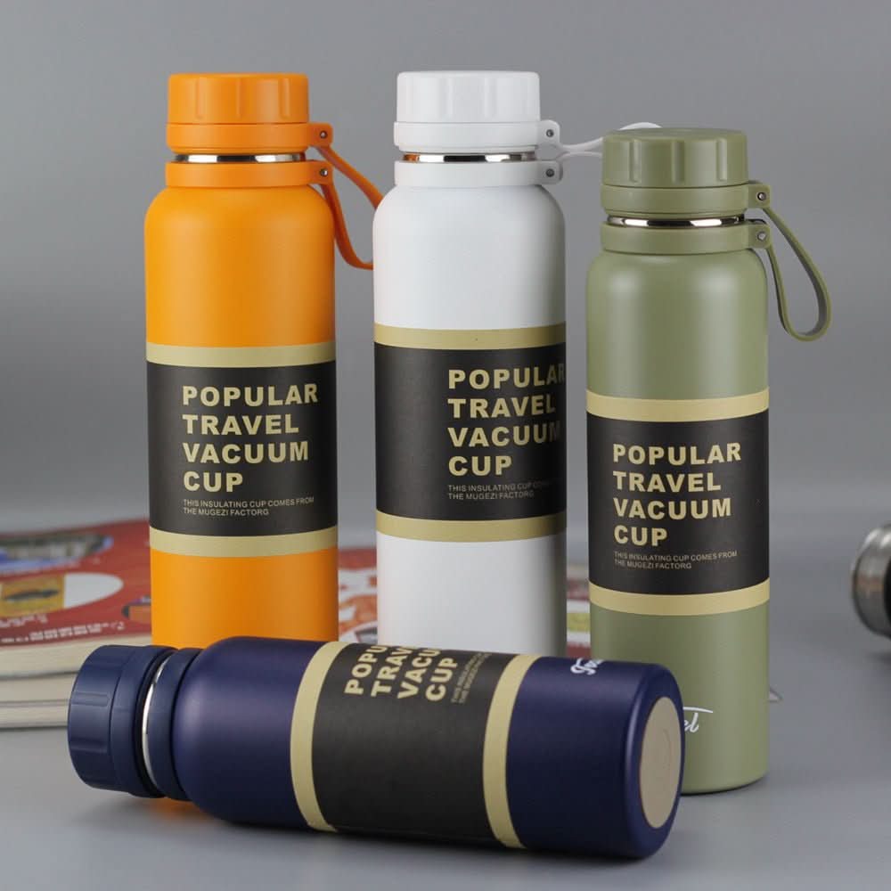 Plastic Spray Stainless Steel Vacuum Cup with Sling – Travel Bottle Drinkware - Duly Kitchen