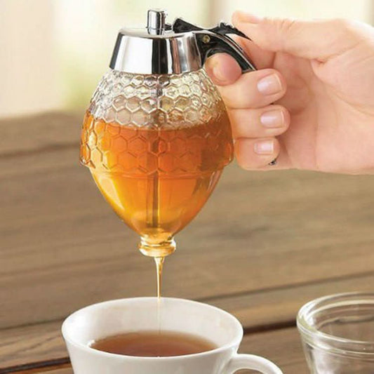 Press Honey Dispenser Bottle – No Drip Honey & Syrup Dispenser Jar Kitchen Utensils & Gadgets - Duly Kitchen