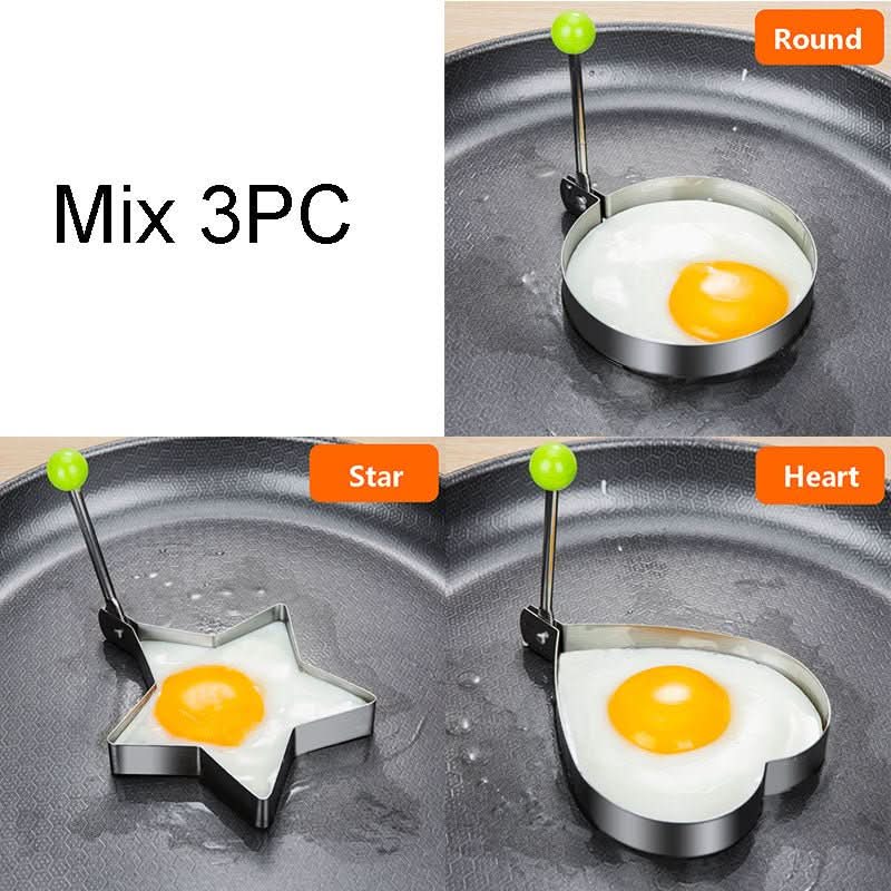 Stainless Steel Egg Ring Mold – Heart, Star & Round Pancake Frying Mold Cookware - Duly Kitchen