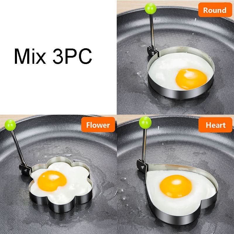 Stainless Steel Egg Ring Mold – Heart, Star & Round Pancake Frying Mold Cookware - Duly Kitchen