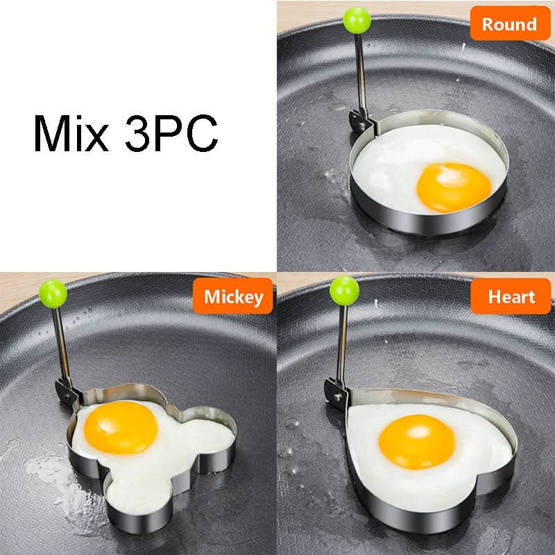 Stainless Steel Egg Ring Mold – Heart, Star & Round Pancake Frying Mold Cookware - Duly Kitchen
