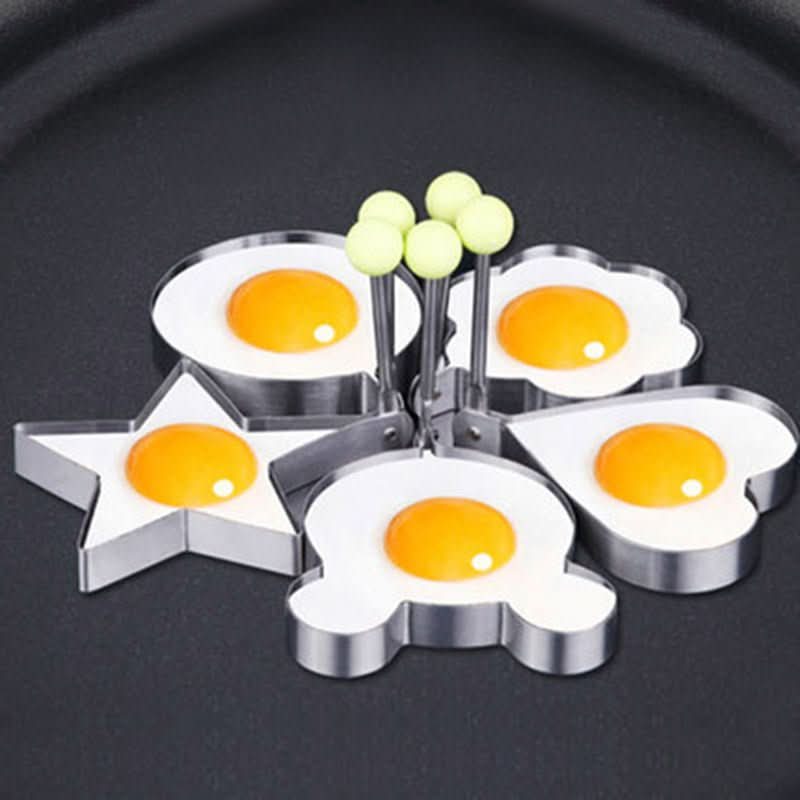 Stainless Steel Egg Ring Mold – Heart, Star & Round Pancake Frying Mold Cookware - Duly Kitchen