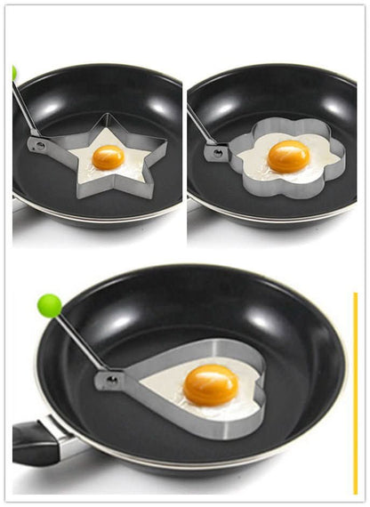 Stainless Steel Egg Ring Mold – Heart, Star & Round Pancake Frying Mold Cookware - Duly Kitchen