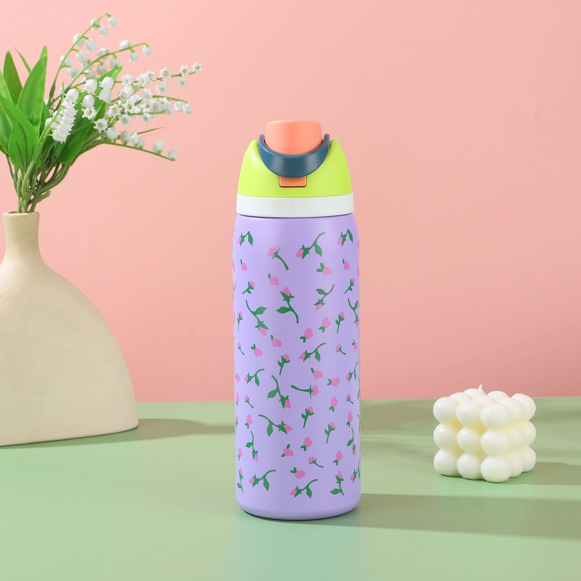 Stainless Steel Insulated Straw Water Bottle 16oz–40oz Sports Thermos Cup Drinkware - Duly Kitchen